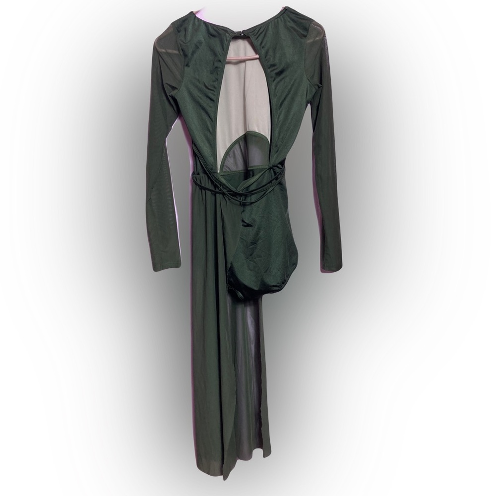 Weissman Dance Bodysuit with Train Green Size Medium Great Stretch - Picture 2 of 4